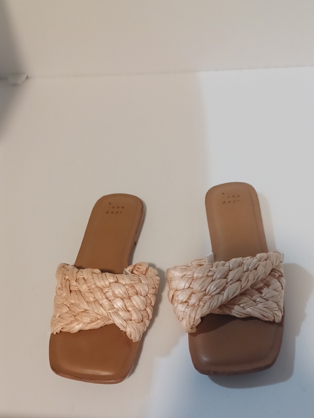 A New Day Boho Beach Straw Weave Flat Sandals 7.5 M